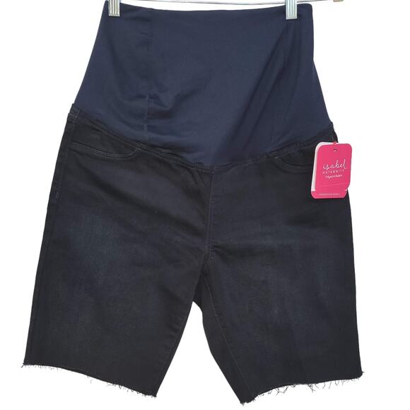 Target Pants - Isabel Maternity Crossover Panel Midi Black Wash Jean 9" Shorts Women Sz 10